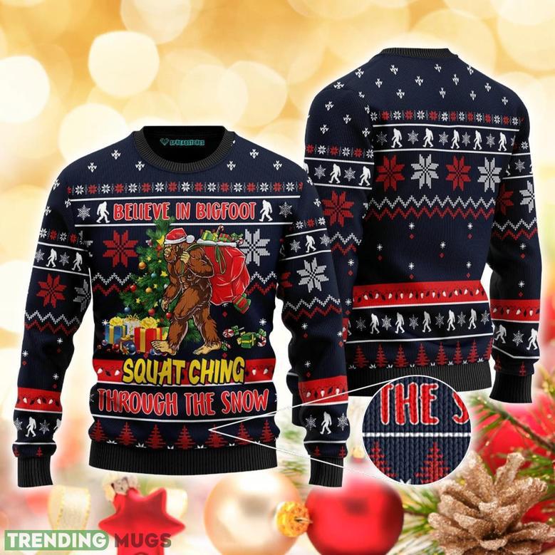 Believe In Bigfoot Sweater Ugly Christmas Sweater For Men Women