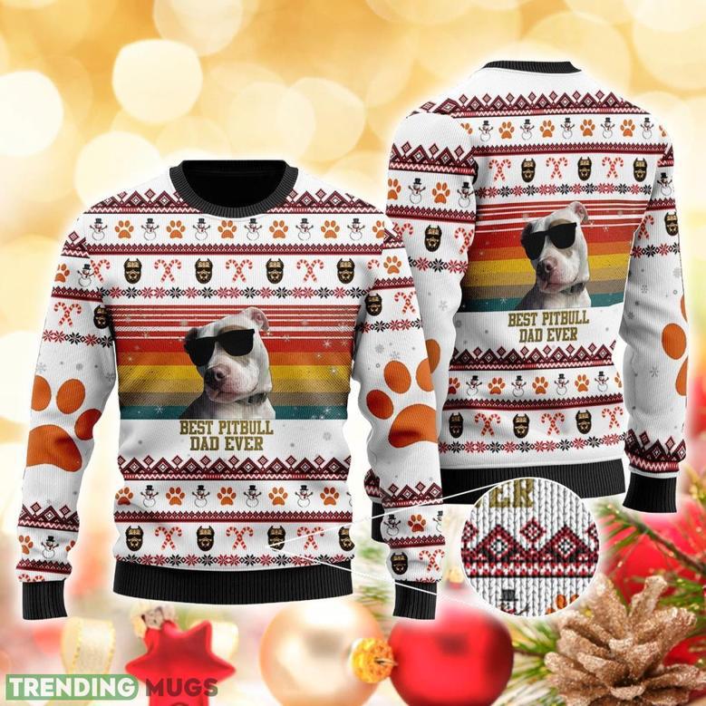 Best Pitbull Dad Ever Sweater Ugly Christmas Sweater For Men Women