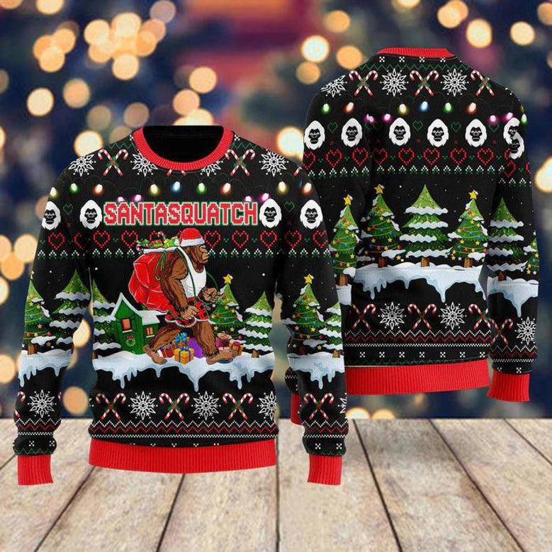 Bigfoot Christmas Santasquatch Ugly Christmas Sweater For Men & Women