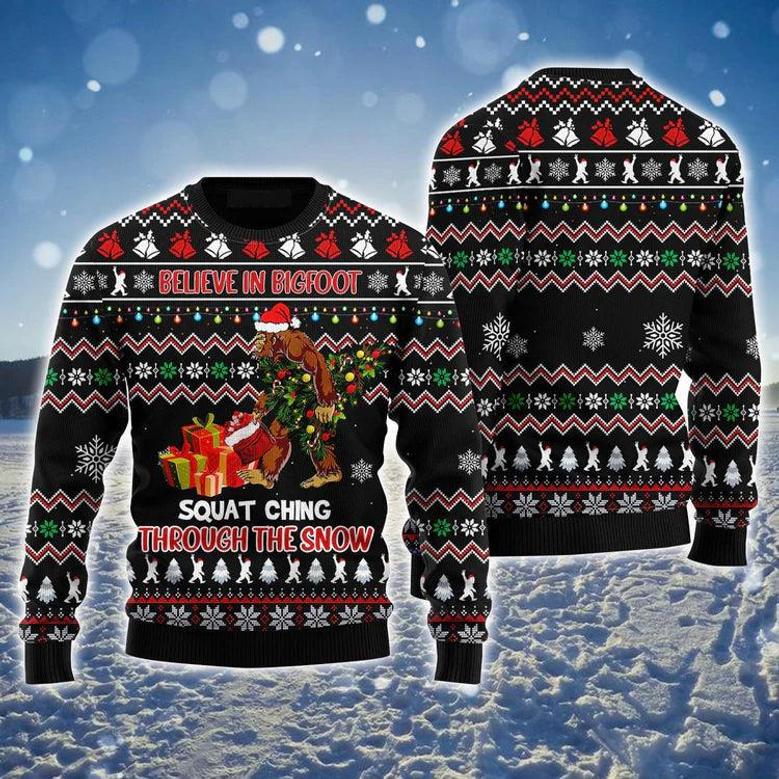 Bigfoot Merry Squatchmas Ugly Sweater, Christmas Ugly Sweater, Santa Claus Ugly Sweater For Men & Women