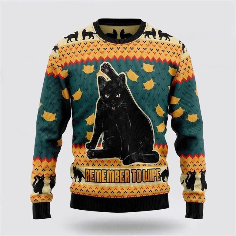 Black Cat Ugly Christmas Sweater, Jumper – Cat Lover Christmas Sweater