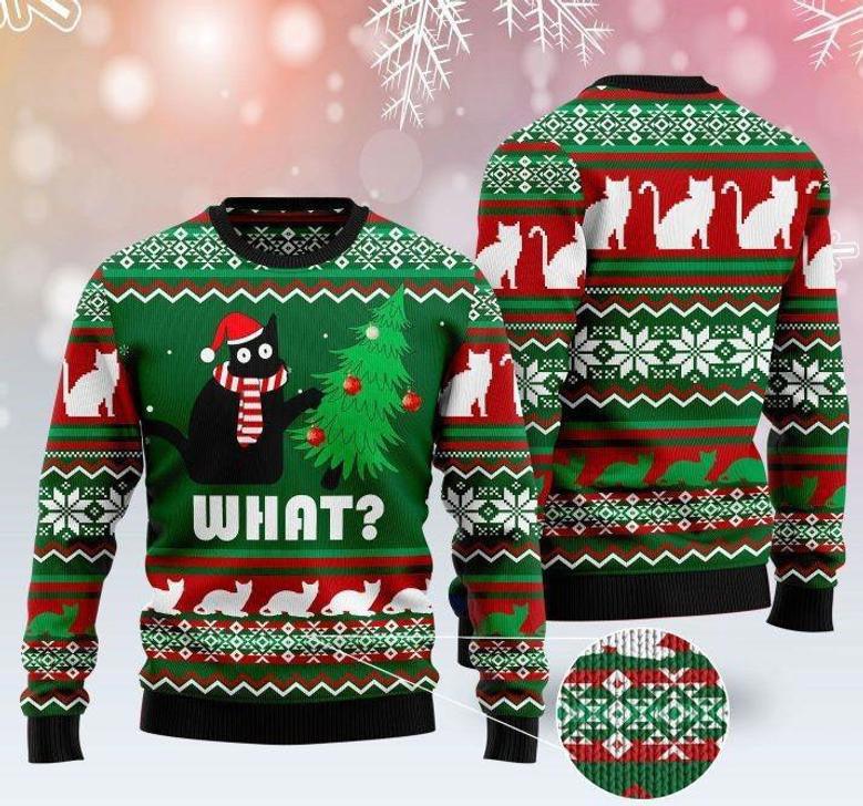 Black Cat What Pattern Ugly Christmas Sweater