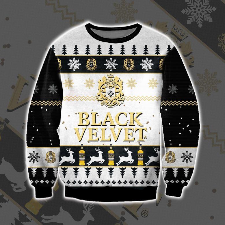 Black Velvet Knitting Pattern Print Ugly Christmas Sweater