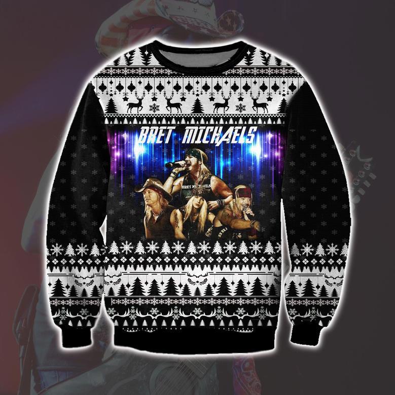 Bret Michaels Print Ugly Christmas Sweater