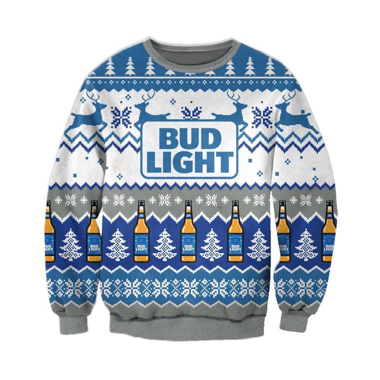 Bud Light Knitting Pattern Print Ugly Christmas Sweater