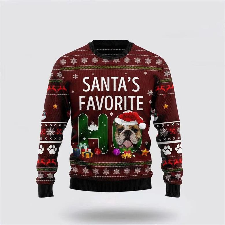 Bulldog Santa Favorite Ho Christmas Ugly Sweater