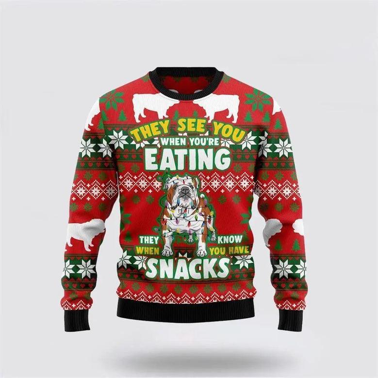 Bulldog Snacks Ugly Christmas Sweater, Jumper – Pet Lover Christmas Sweater