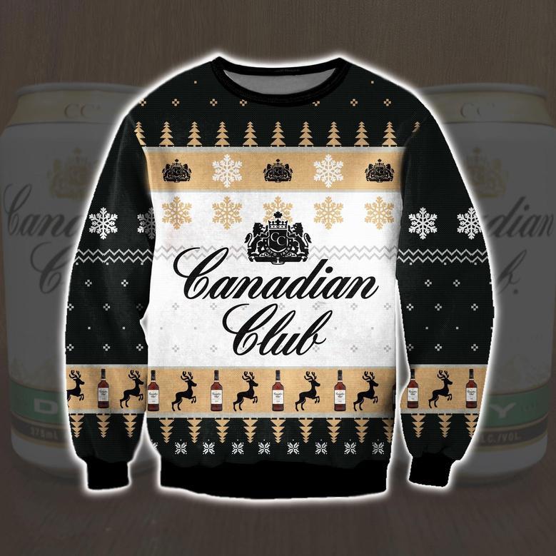 Canadian Club Knitting Pattern Print Ugly Christmas Sweater