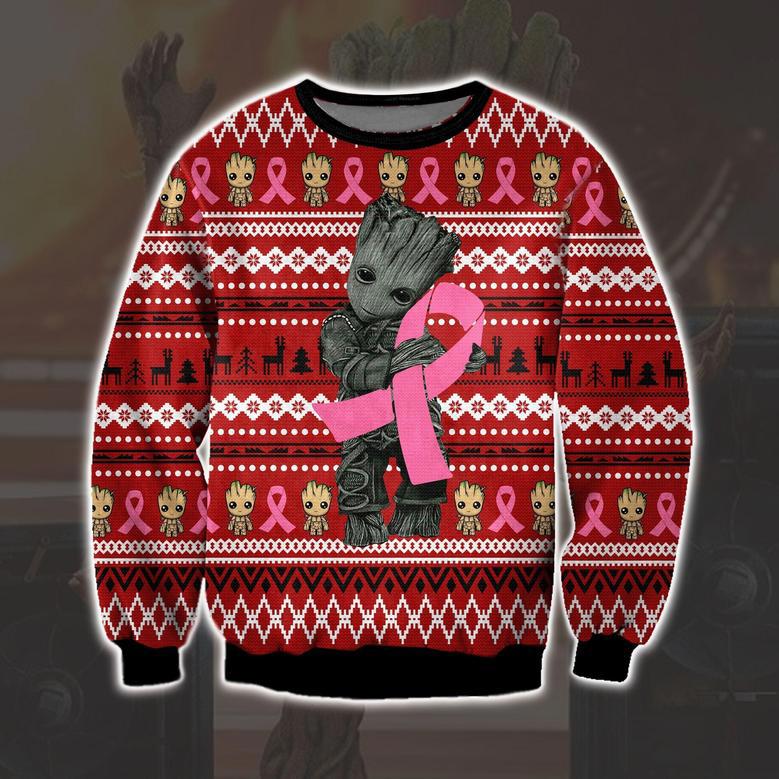 Cancer With Groot Print Ugly Christmas Sweater