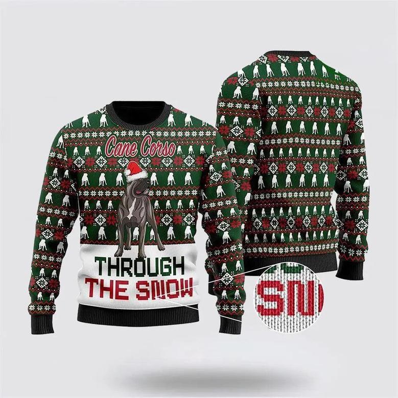 Cane Corso Through The Snow Christmas Ugly Sweater