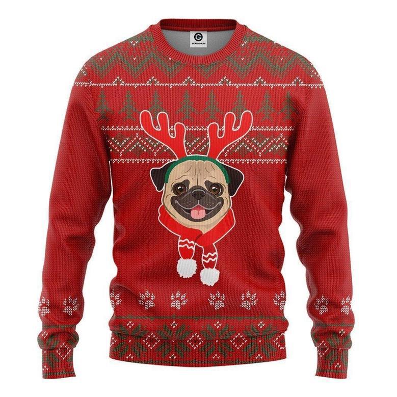 Casespring Christmas Pug Dog Ugly Christmas Sweater