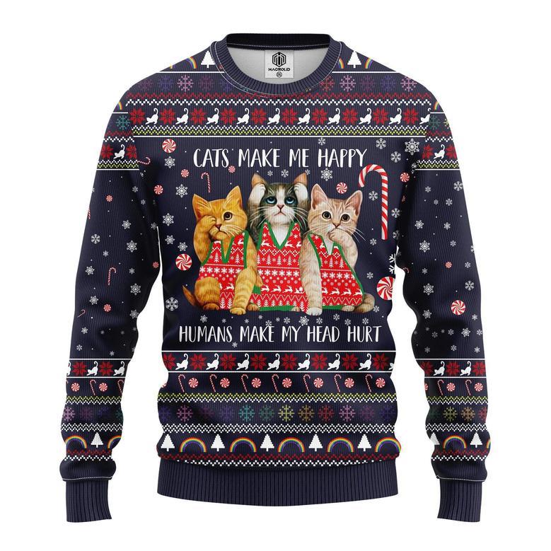 Cat Make Me Happy Ugly Christmas Sweater