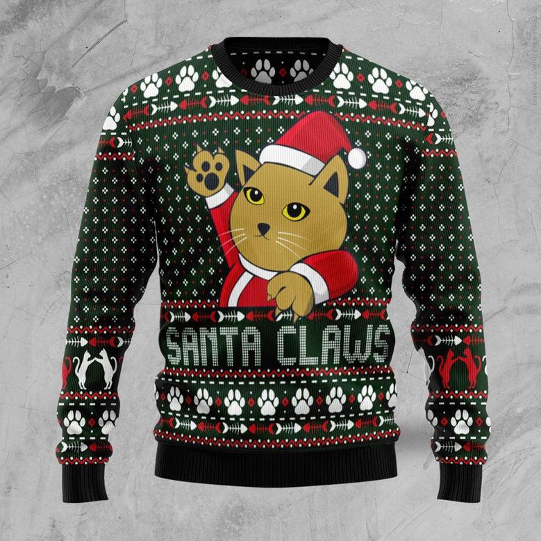 Cat Santa Claws Ugly Christmas Sweater