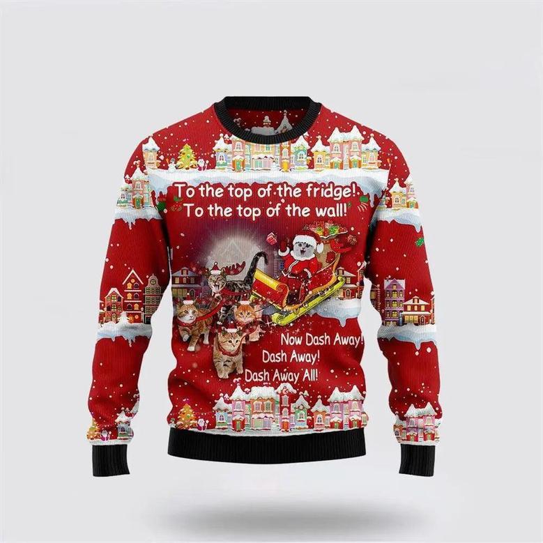 Cat Sleigh Christmas Ugly Christmas Sweater, Jumper – Cat Lover Christmas Sweater