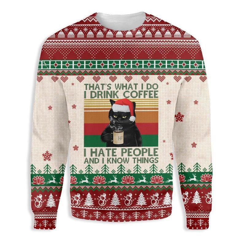 Cat ThatS What I Drink Coffee Ugly Christmas Sweater