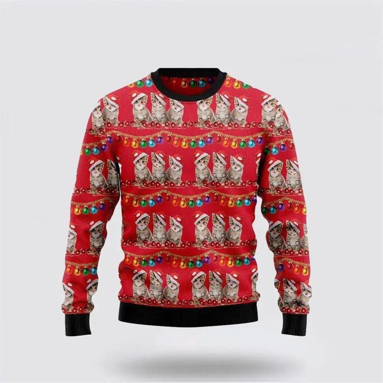 Cat Themed Kitten Christmas Ugly Christmas Sweater, Jumper – Cat Lover Christmas