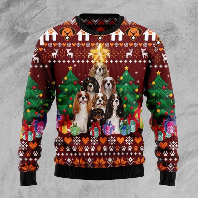 Cavalier King Charles Spaniel Pine Tree Ugly Christmas Sweater