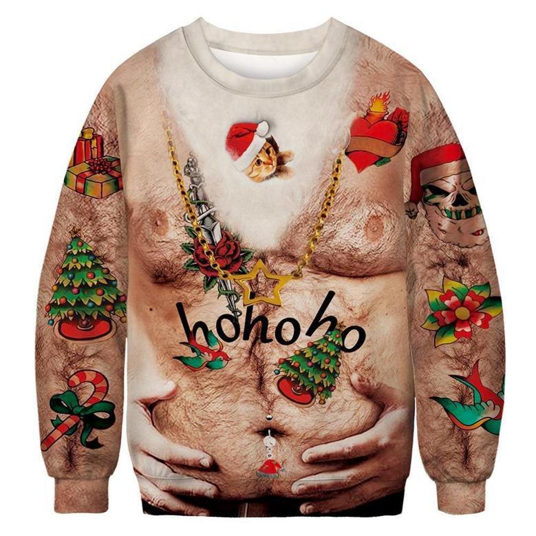 Chest Hair Belly Ugly Christmas Sweater