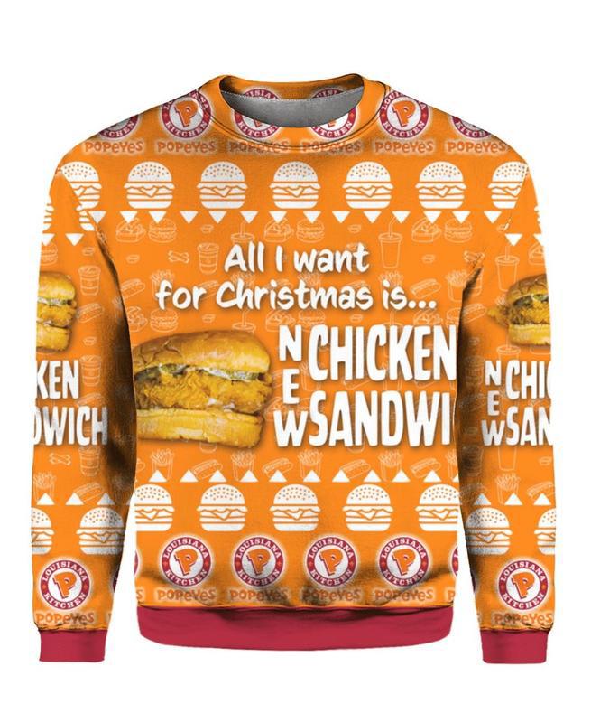 Chicken Sandwich Ugly Christmas Sweater