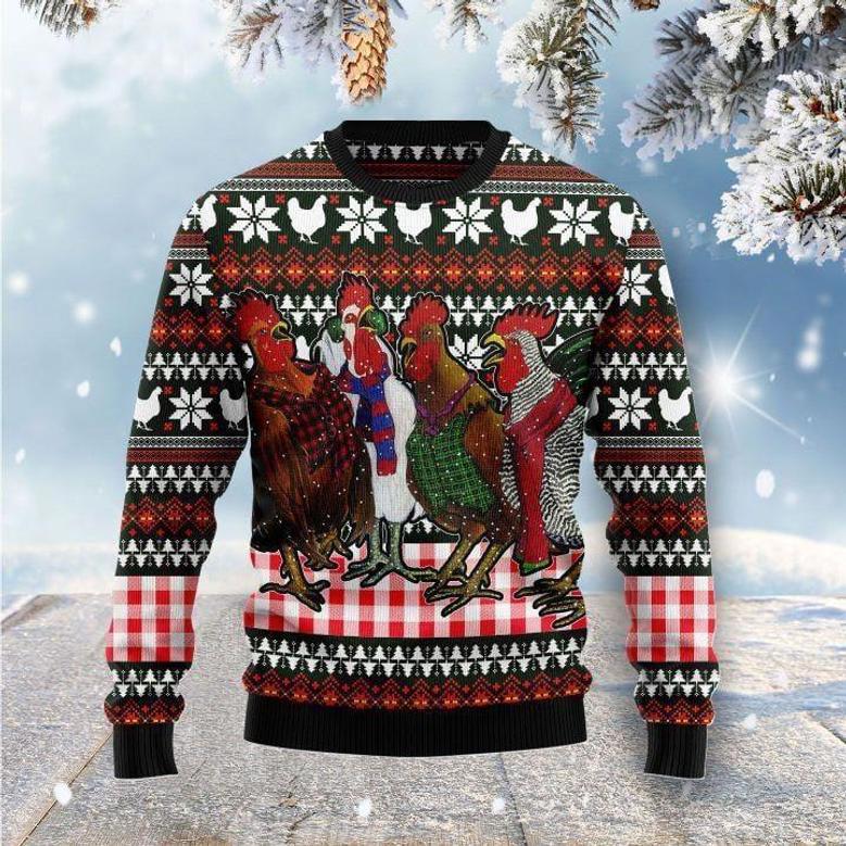 Chicken Under Snow Ugly Christmas Sweater