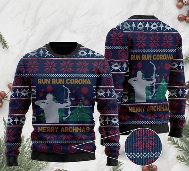 Christmas Archery Run Run Corona Hunting Ugly Christmas Sweater