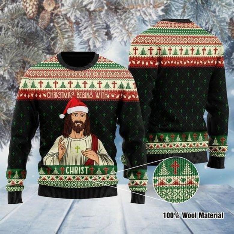 Christmas Begins With Christ Ugly Christmas Sweater