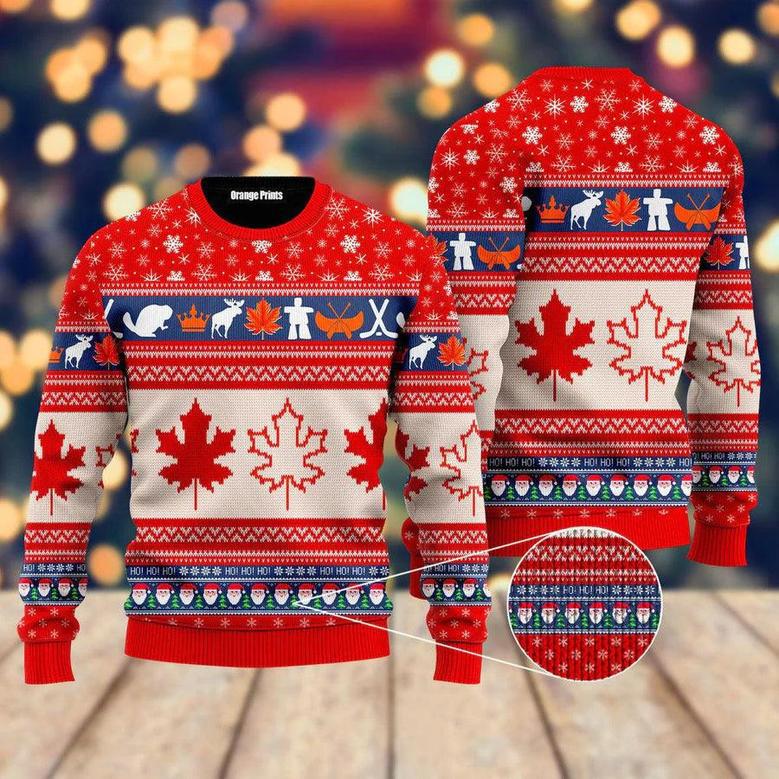 Christmas Canada Maple Leaf Ugly Christmas Sweater For Men & Women