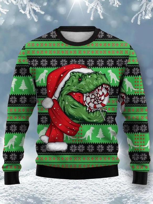 Christmas Dinosaur Print – Ugly Sweater Christmas