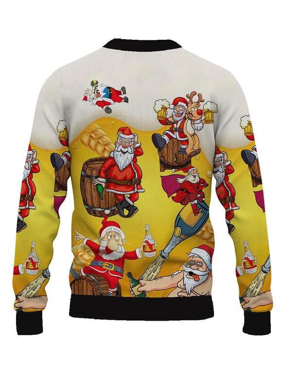 Christmas Fun Beer Cartoon Print Casual – Ugly Sweater Christmas 1