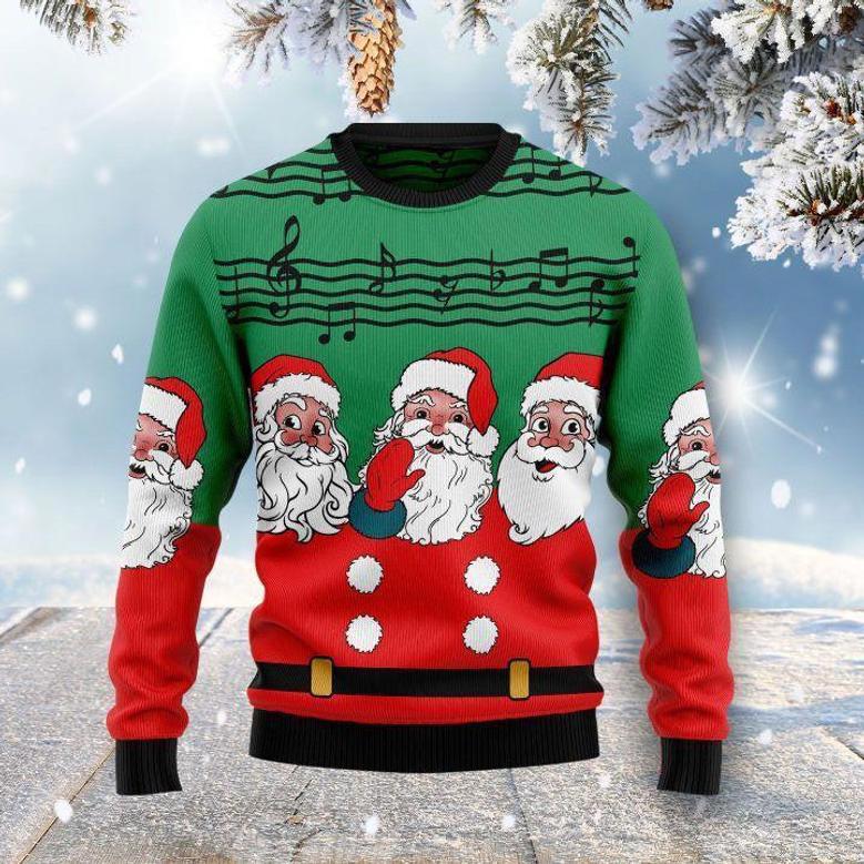 Christmas Santa Claus And Music Notes Ugly Christmas Sweater