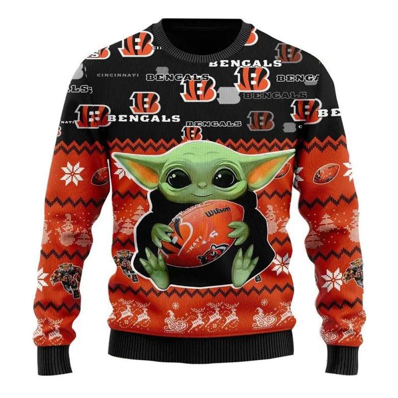 Christmas Star Wars Baby Yoda Star Wars Cincinnati Bengals Custom Name – Sweater