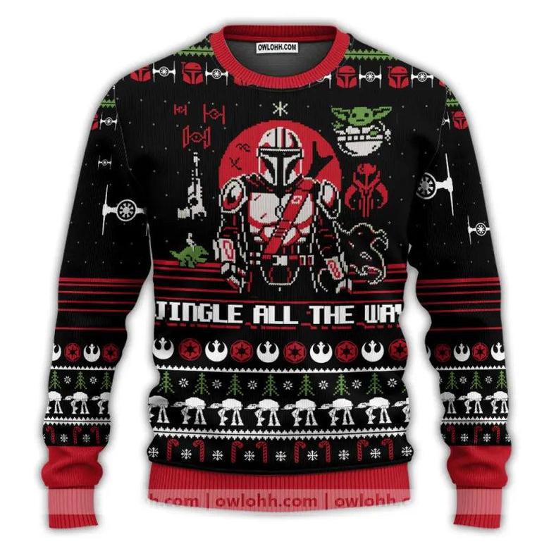 Christmas Star Wars Jingle All The Way Mandalorian Yoda – Sweater – Ugly Christma