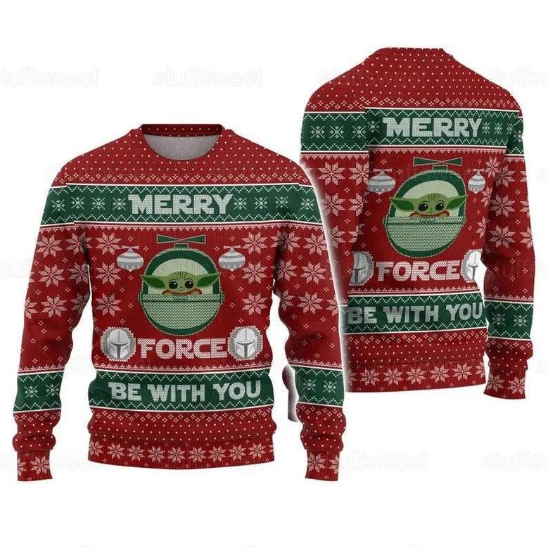 Christmas Star Wars Merry Force Baby Yoda – Sweater – Ugly Christmas Sweater, Jumper