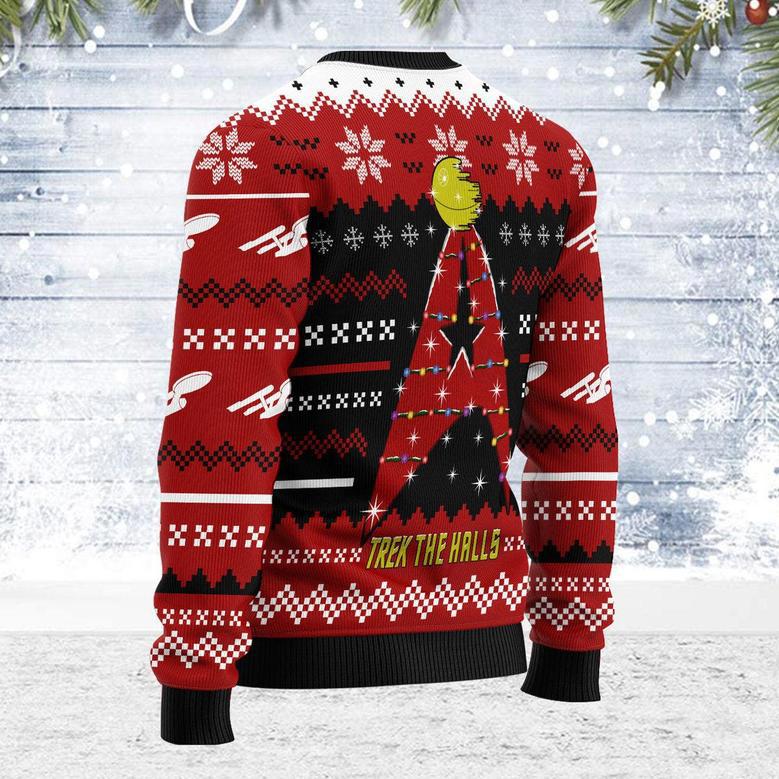 Christmas Sweater Star Trek The Halls Red