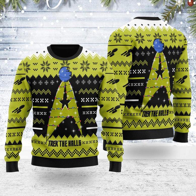 Christmas Sweater Star Trek The Halls Yellow