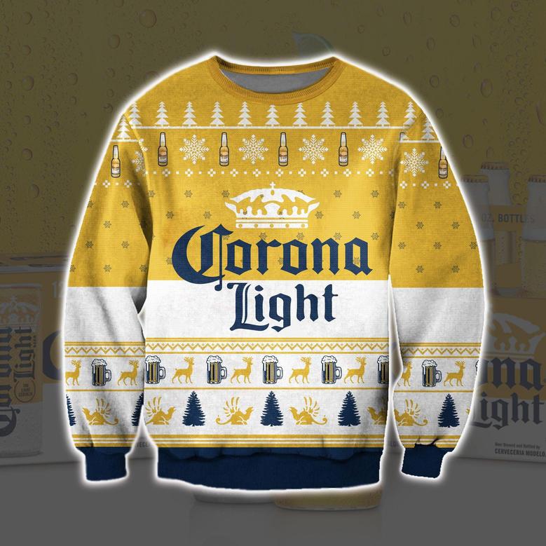 Corona Light Beer Knitting Pattern Print Ugly Christmas Sweater