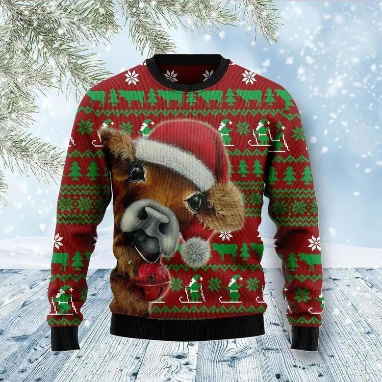 Cow Santa Funny Ugly Christmas Sweater, Jumper, Perfect Gift and Outfit For Christmas