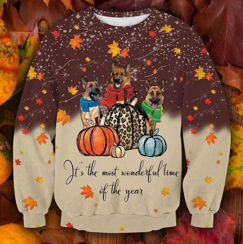 Cute German Shepherd Dog Thanksgiving Ugly Christmas Sweater