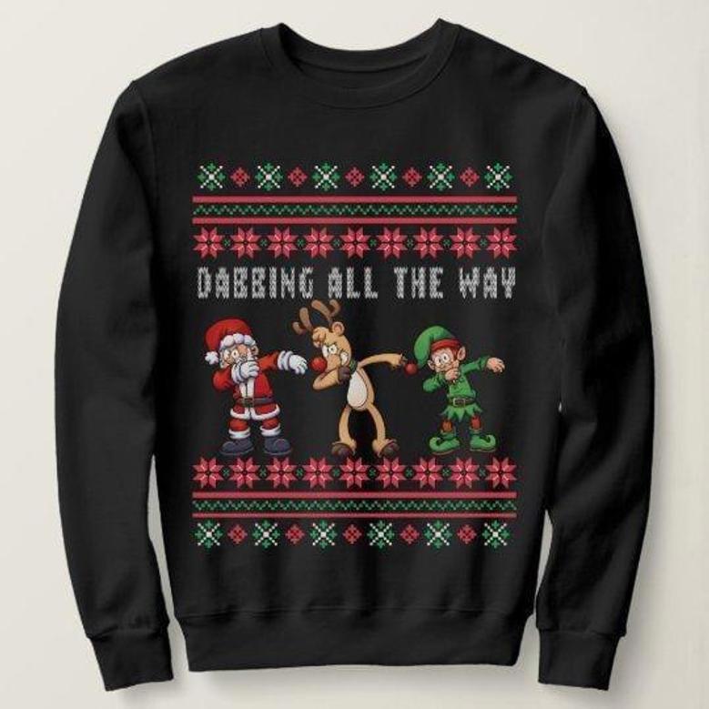 Dabbing All The Way Ugly Christmas Sweater