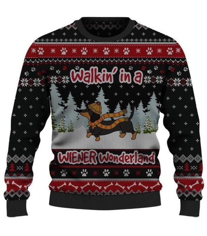 Dachshund Wiener Wonderland Personalized Ugly Christmas Sweater