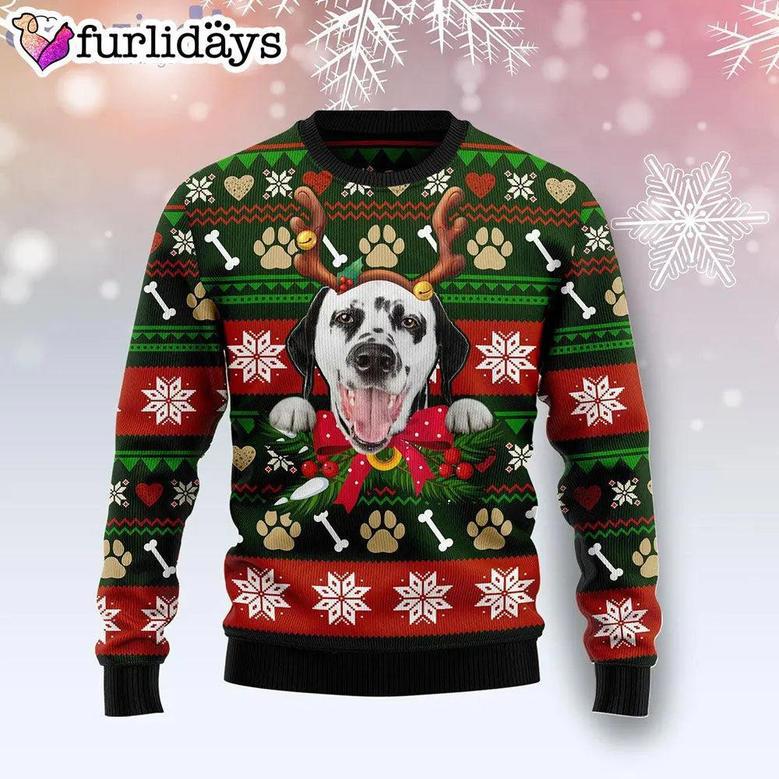 Dalmatian Funny Dog Reindeer Ugly Christmas Sweater, Jumper