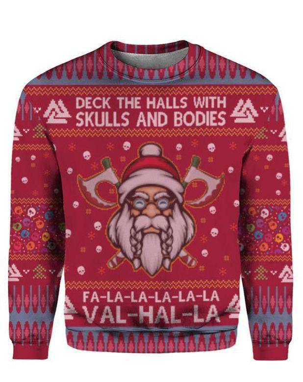 Deck The Halls With Skulls And Bodies Ugly Christmas Sweater