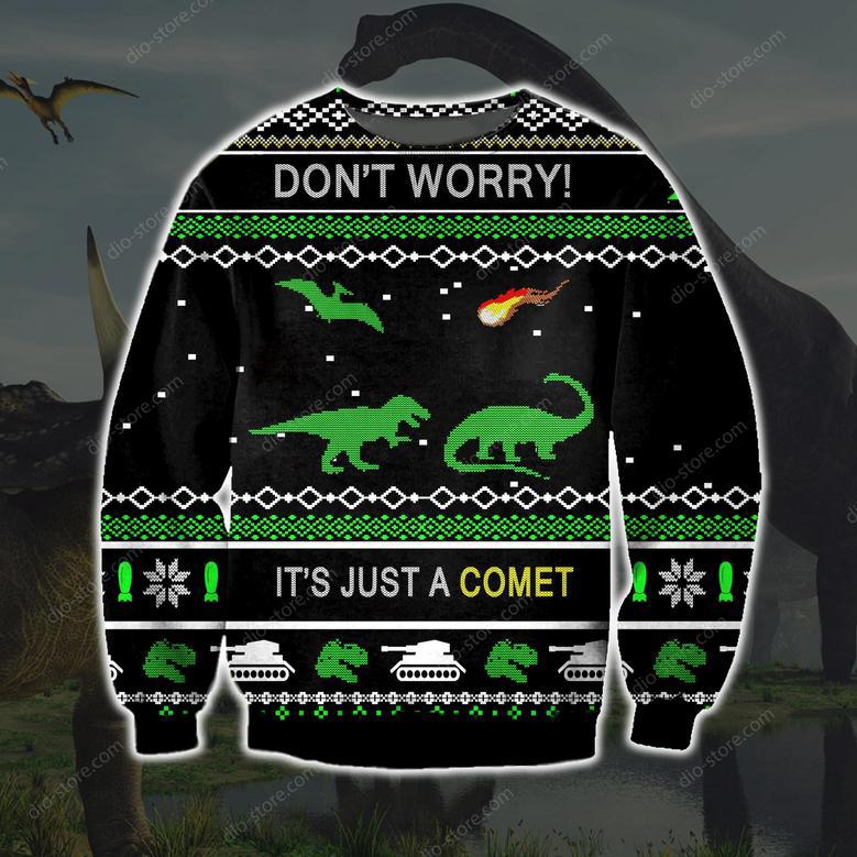 Dinosaur Knitting Pattern Print Ugly Christmas Sweater