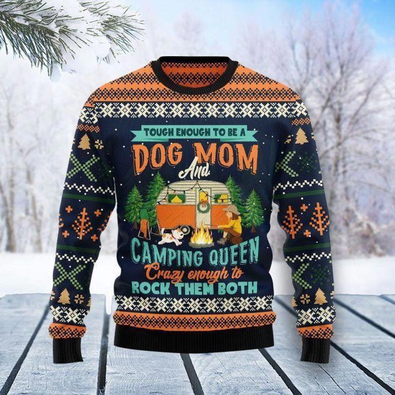 Dog Mom Camping Ugly Christmas Sweater