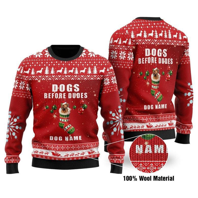 Dogs Before Dudes Ugly Christmas Sweater