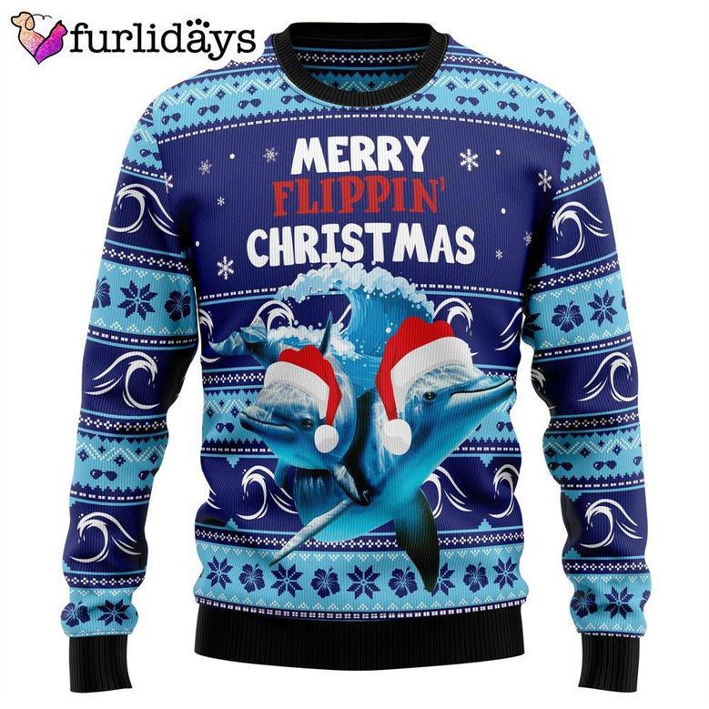 Dolphin Flippin’ Christmas Ugly Christmas Sweater, Jumper – Lover Xmas Sweater Gift