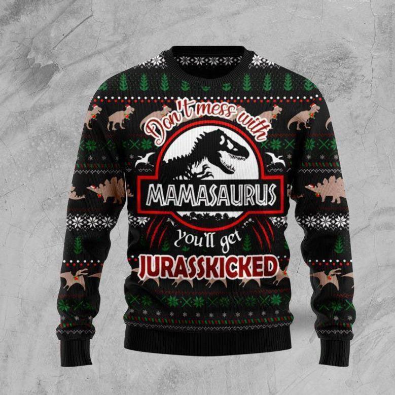 Dont Russ With Mamasaurus Ugly Christmas Sweater