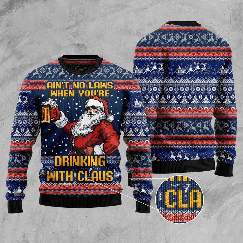 Drinking With Claus Ugly Christmas Sweater