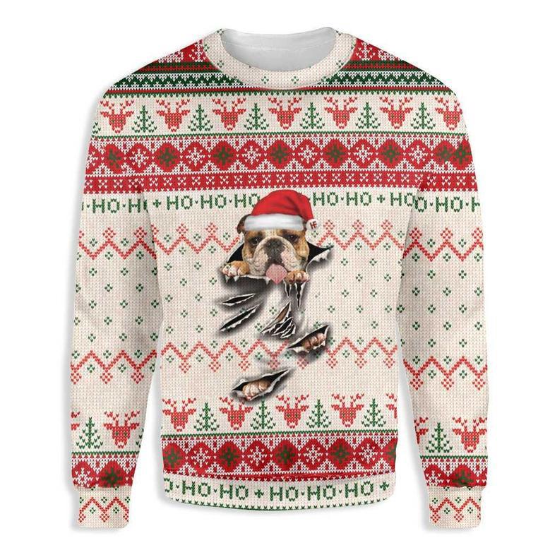 English Bulldog Scratch Ugly Christmas Sweater