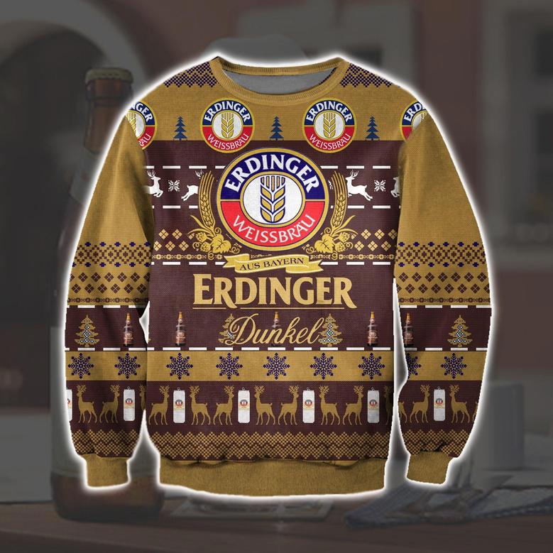 Erdinger Dunkel Knitting Pattern Print Ugly Christmas Sweater